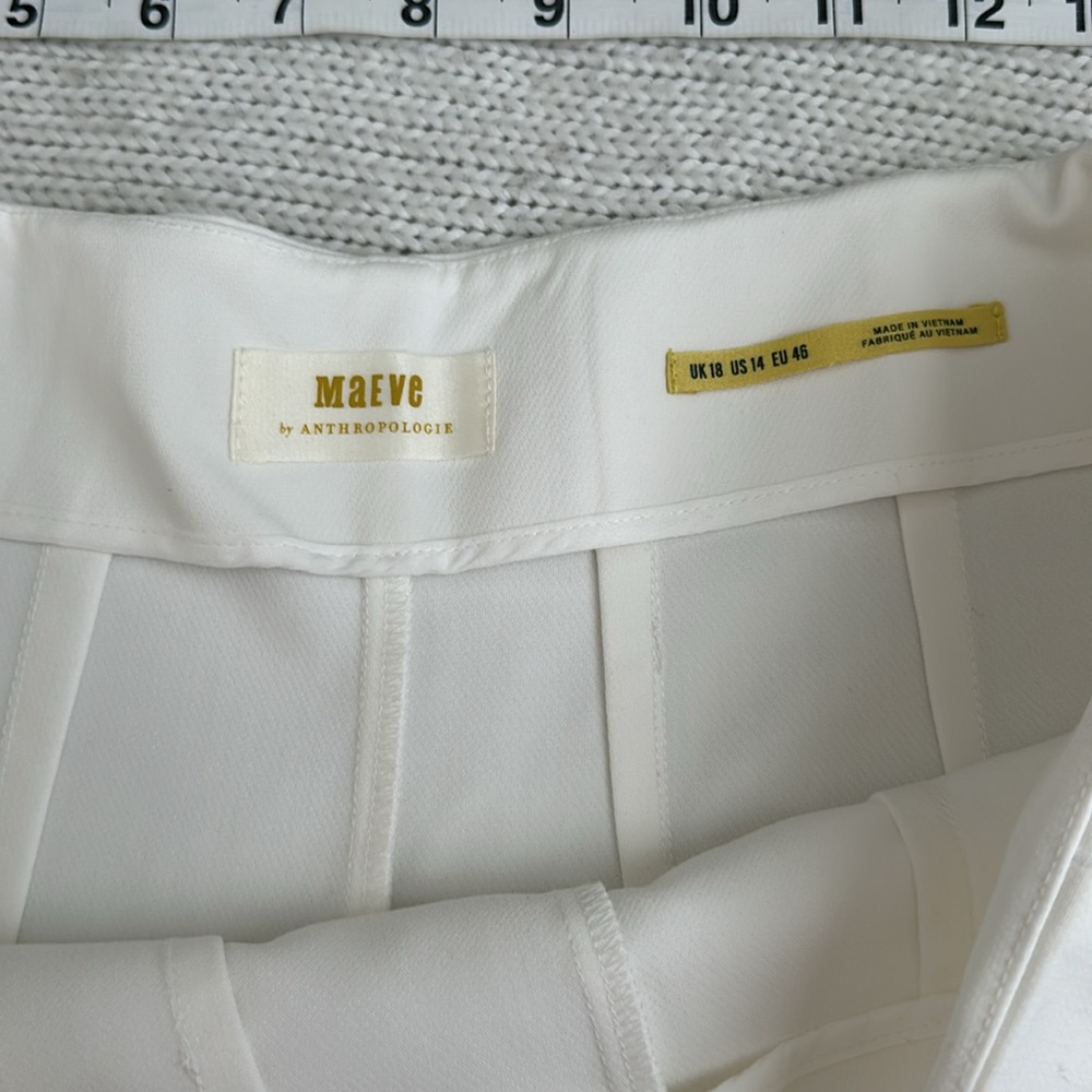 Maeve by Anthropologie Clean Crop Wide Leg Trouser Pants White Size 14 - Picture 4 of 8